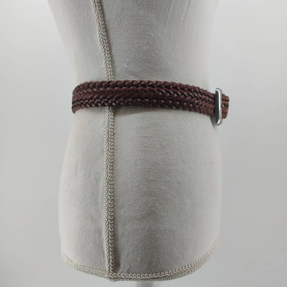 Brighton Brown Womens Leather Belt Braided Small Casual 1995